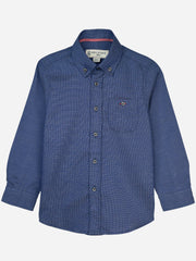 Blue & White Dobby Casual Long Sleeve Shirt