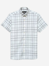 Beige & Black Linen Checkered Half Sleeve Shirt