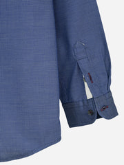 Blue & White Dobby Casual Long Sleeve Shirt