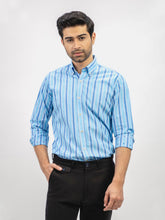 Aqua Blue Striped Button Down Shirt