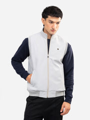 Ash Grey Sleeveless Zipper Jacket - Essential