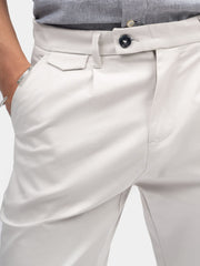 Ash White Chino With Front Pleats
