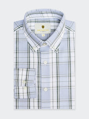 Ash Blue Large Checkered Button Down Shirt - Luxe