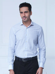 Blue & White Linen Striped Shirt