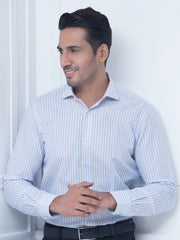 Blue & White Linen Striped Shirt