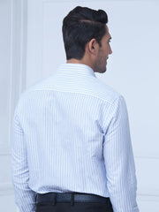 Blue & White Linen Striped Shirt