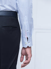 Blue & White Linen Striped Shirt
