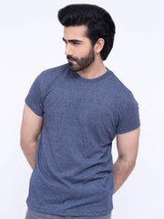 Basic Navy Blue Round Neck T-Shirt