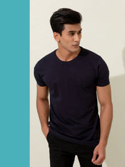 Basic Navy Blue Crew Neck T-Shirt