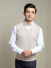 Beige Cashmere Blended Sleeveless Sweater