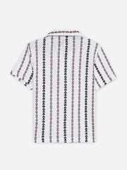 Beige Knitted Printed Cuban Collar Shirt - Junior