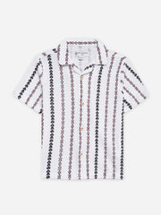 Beige Knitted Printed Cuban Collar Shirt - Junior