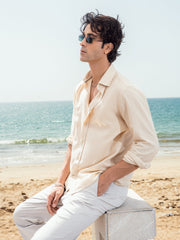 Beige Linen Blended Shirt