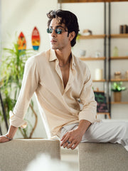 Beige Linen Blended Shirt