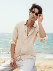 Beige Linen Blended Shirt