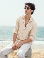 Beige Linen Blended Shirt