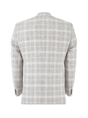 Beige Linen Checkered Casual Blazer