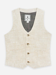 Beige Structured Formal Vest With Bow - Junior