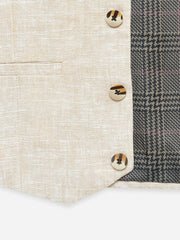 Beige Structured Formal Vest With Bow - Junior
