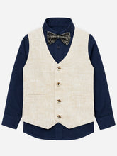 Beige Structured Formal Vest With Bow - Junior