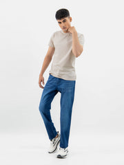 Beige 100% Combed Cotton Crew Neck T-Shirt