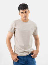 Beige 100% Combed Cotton Crew Neck T-Shirt