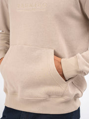 Beige Embroidered Relaxed Fit Hoodie