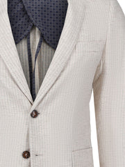 Beige Linen Striped Blazer