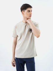 Beige Over-Sized Printed T-Shirt