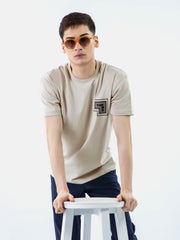 Beige Over-Sized Printed T-Shirt