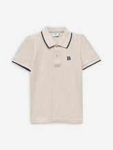 Beige Polo With Tipping Collar