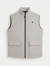 Beige Quilted Sleeveless Jacket