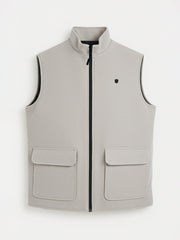 Beige Quilted Sleeveless Jacket