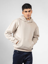 Beige Relaxed Fit Pullover Hoodie
