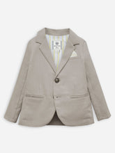 Beige Self Textured Kids Casual Blazer