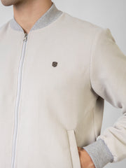 Beige Structured Everyday Bomber Jacket