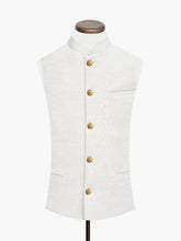 Beige Structured Waistcoat With Golden Buttons - Sartoria