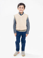 Beige Textured Sleeveless Sweater