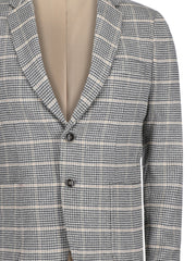 Beige & Black Houndstooth Patterned Cashmere Blazer - Sartoria