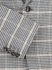 Beige & Black Houndstooth Patterned Cashmere Blazer - Sartoria