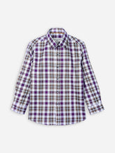Beige & Purple Gingam Casual Shirt