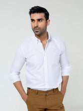 Beige & White Striped Cotton/Linen Shirt