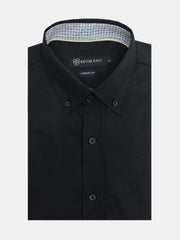 Black Button Down Shirt Contrasting Yellow Ribbon Detailing