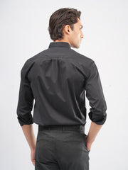 Black Button Down Shirt With Contrasting Collar Detail