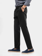 Black Chino With Front Pleats