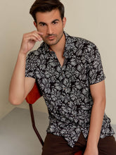 Black Floral Printed Half Sleeve Shirt