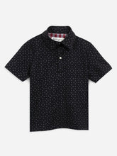 Black Geo Printed Polo Shirt