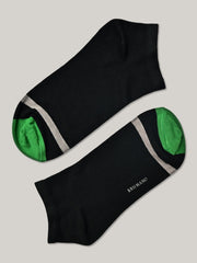 Black & Green Cotton Ankle Socks