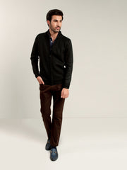Black Knitted Textured Zipper