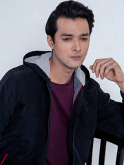 Black Lightweight Sporty Hoodie